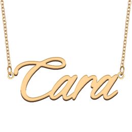 Cara Name Necklace Custom Nameplate Pendant for Women Girls Birthday Gift Kids Best Friends Jewelry 18k Gold Plated Stainless Steel