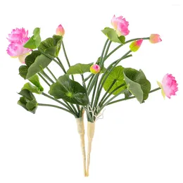 Decorative Flowers 2 Pcs Artificial Lotus Room Decor Arrangement Home Plants Silk Christmas