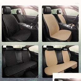 Car Seat Covers Ers Flax Er Protector Linen Front Rear Back Cushion Protection Pad Mat Backrest For Interior Truck Suv Van Drop Delive Otv2S