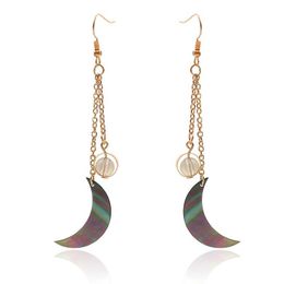 Dangle & Chandelier Natural Sea Shell Moon Style Drop Earrings For Women Fashion Ball Beads Long Tassel Boho Earrings Femme Europe3189