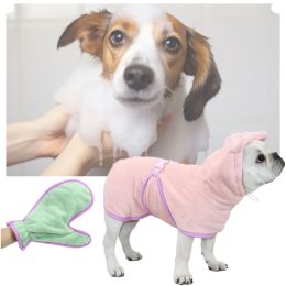 Towels Cute Dog Bathrobe Pet Drying Coat Clothes Microfiber Absorbent Beach Towel For Dogs Cats Fast Dry Dog Fast Drying Hooded Jacket