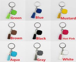 Enamel Monogram Blank Velvet Leather Tassel Key Chain Women Bag Pendant Men Car Keychain Quatrefoil Monogrammed Suede Tassel Keych3058104