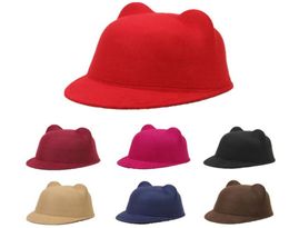 Wide Brim Hats Cute Cat Ears Wool Felt Hat For Women Children Boys Girls Solid Colour Plain Fedoras Formal Equestrian Parentchild 6459097