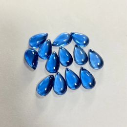 Necklaces 9*15mm 2pcs /bag 5.8cts Laboratory Blue Topaz Flatback Cabochon Gemstone Pear Shape Aquamarine Stone for Fashion Jewellery Making