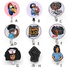 Medical Key Rings Multi-style Black Nurse Felt ID Holder For Name Accessories Badge Reel With Alligator Clip310R