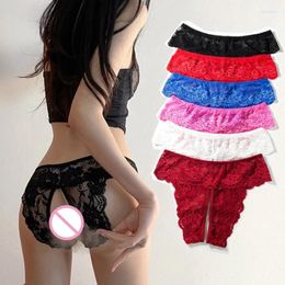 Women's Panties Women Open Crotch Seamless Cotton Transparent Briefs Sexy Luxury Lace Mesh Colaless Invisible Underwear Lingerie