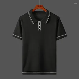 Men's Polos European Style Knitted T-shirt 2024 Summer Vintage Polo Shirt Short Sleeve Youth Casual Turn-down Collar Tops D119