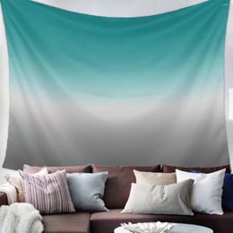 Tapestries Cyan Turquoise Grey Gradient Tapestry Bedroom Home Decoration Wall Blanket Hanging Yoga Mat