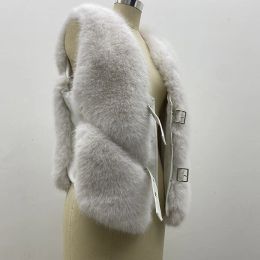 Fur Natural Colour Faux Fur Vest Coat Women's Sleeveless BuckleSlim Fit Teddy Coat 2023 High Street Plush Fur Jacket 2023 Furry Top