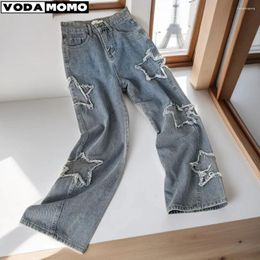 Men's Jeans Star Straight Casual Men Neutral Wide Leg Loose Hip-hop Cargo Pants Fashion Streetwear Denim Trousers Y2K