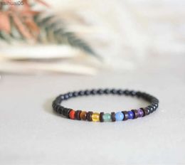 Beaded Dainty Chakra Bracelet 4mm Gemstone Beads with Coconut Shell Spacers YQ240226