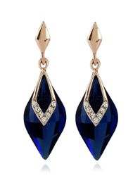 European Style Royalty Waster Drop Navy Blue Crystal Stud Earrings For Women Elegant Fashion Jewelry8809510