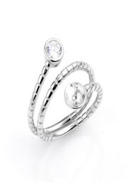 Shaped Ring Pearl Settings with Zircon Jewellery Bijoux 925 Sterling Silver Rings Base DIY Findings 5 Pieces6582820