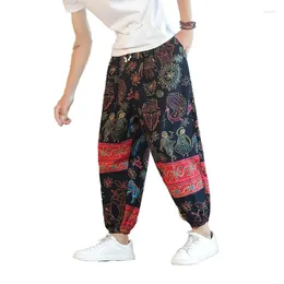 Men's Pants Chinese Style Spring And Summer Cotton Linen Wide Leg Lantern Trend Large Size 9/4 Loose