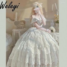 Party Dresses Lolita Sweet Women's White Midi Dress Princess 2024 SpringSummer Elegant And Beautiful Engagement Flower Wedding Set