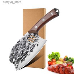 Kitchen Knives Handmade Forged Kitchen Meat Cleaver Knife Butcher Vegetable Knife Serbian Chef Knives For Cutting Slicing Chopping Q240226