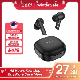 Headphones QCY HT05 ANC Wireless Earphone 40dB Noise Cancelling Bluetooth 5.2 Headphone 6 Mic ENC HD Call TWS Earbuds Transparency Mode