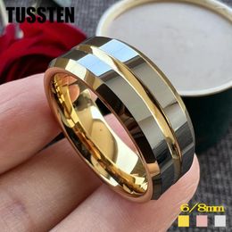 Wedding Rings Drop TUSSTEN 6MM/8MM Luxury Ring Men Women Tungsten Band Grooved Beveled Polished Excellent Quality Comfort Fit