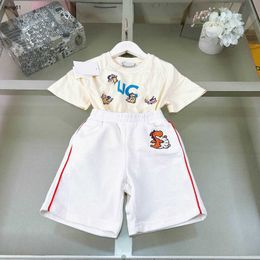 Brand baby T-shirt set Embroidered dinosaur pattern kids tracksuits Size 90-160 CM summer short sleeves and shorts 24Feb20