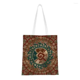 Shopping Bags Custom Mayan Aztec Hunab Ku Symbol Canvas Women Durable Groceries Tote Shopper
