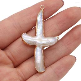 Charms 1PC Natural Freshwater Pearl Pendant Fashion Cross Shape Pearls For Jewelry Making DIY Necklace Earring Accessories