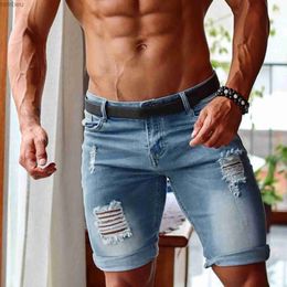 Men's Shorts Mens Jeans Fashion Casual Hole Ripped Denim Shorts Spring Mens Pocket Sports Summer Bodybuilding Denim Short Pants Jeans 240226