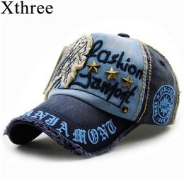 Ball Caps Xthree brand cotton fashionable embroidery retro style baseball cap chest top buckle cap J240226