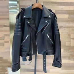 Jackets High Quality New Arrival Genuine Leather Jacket Moto & Biker Style Wide Version Women Coat Spring Short Clothes Female