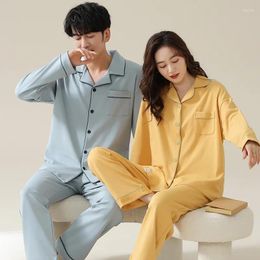 Men's Sleepwear Cotton Soft For Couples High Quality Nightwear Korean Cardigan Home Clothes Women And Men Matching Dropship