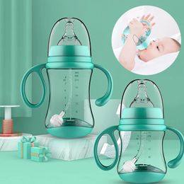 AntiChoke Baby Bottle With Grip WideCaliber Feeding Bottles fpr born Dring Cup Dual Use Infant Milk Water Drinking 240223