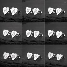 Stud Earrings Stainless Steel A-Z Initial Fashion Personalize Name 26 Alphabet Letter Earings For Women Heart Kids Gifts Friend