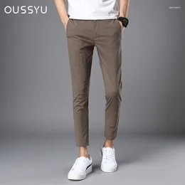 Men's Pants 2024 Summer Ankle-Length Men Stretch Casual Slim Fit Elastic Waist Jogger Business Korean Thin Brown Classic Trousers Male