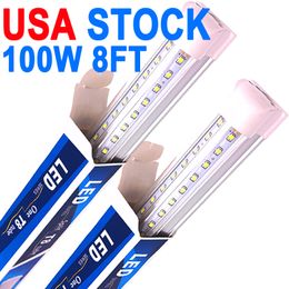 25Pack LED T8 Shop Light, 8FT 100W 6500K Daylight White Linkable LED Integrated Tube Light LED Bar Lights Corded Electric Garages,Workshop,Workbench crestech