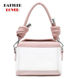 Women Transparent PVC Clear Bag Ladies Plastic Box Handbags And Purse Jelly Candy Beach Totes For Female Shoulder Messenger Bags C2710