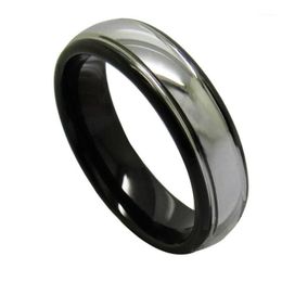 Vintage 6mm Width Black Rings for Men Tungsten Wedding Band Dome Band High Polished Silver Colour Outside 6-1313153