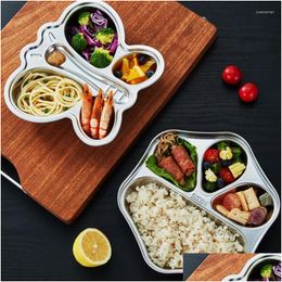 Dishes Plates 304 Stainless Steel Divided Tray Kids Mes Trays Portion Control Durable Restaurant Dinner Drop Delivery Home Garden Dhib4