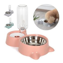 Bubble Pet Bowls Stainless Steel Automatic Feeder Water Dispenser Food Container for Cat Dog Kitten Supplies Drop Ship Y200917290q