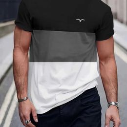 Men's T-Shirts 2024 Casual Striped T Shirt For Mens Short Sleeve Tops Oversized T-Shirts O-Neck Pullover Street Mens Shirts Tee Summer ApparelL2402