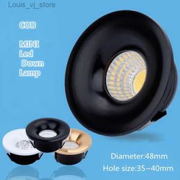 Downlights LED Round 5W COB Mini Spot Recessed Dimmable Down Lamp for Cabinet 110V 220V Home Lights showcase YQ240226