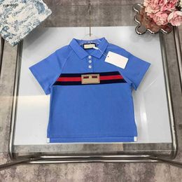 Popular kids POLO shirt high quality blue child t shirt baby T-shirt Size 100-150 summer boy Short sleeve Cotton girl lapel tees 24Feb20