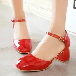 Dress Shoes Elegant Low Heels Summer Woman D'Orsay Straps Red Green Wedding Party Office Pumps Female 2024 Large Size