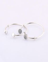 Authentic 925 Sterling Silver Moments Silver Open Cuff Bangle With Pave Caps Fits European Style Jewelry Charms Beads 59643902ZC6749567