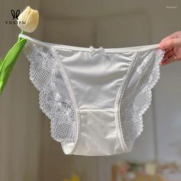 Women's Panties VNXIFM 2024 French Style Lace Underwear Sexy Pure Girl's Briefs Seamless Ice Silk Summer High Split