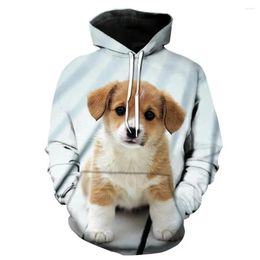 Men's Hoodies 2024 Fashion Autumn Animal Dog Pocket Hoodie Cute Small 3D Print Hooded Sweatshirt