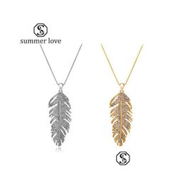 Pendant Necklaces Handmade Austria Crystal Love Wings Pendants Link Chain Necklace Earring For Women Fashion Feather Leaf Sh Dhgarden Dhdy9