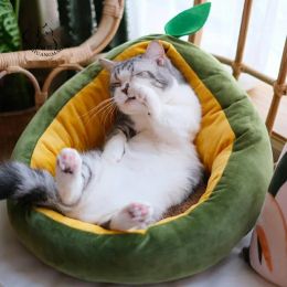 Mats Pet Cat House for Dog Mat Warm Bed Cute Small cats Beds Nest for Dogs Avocado Shape Sleeping Bags Comfortable Kennel Sofas