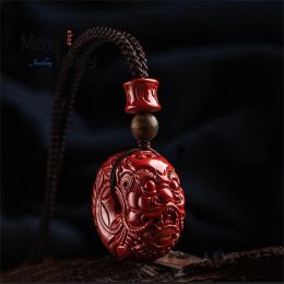 Necklaces Cinnabar Purple Gold Sand Pixiu Pendant Charms Fashion Natural Jade Fine Jewellery Necklace Amulets Men Women Holiday Gifts