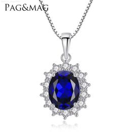PAG MAG Necklace Female Minority design sense of light luxury 925 pendant blue banquet temperament neck ornament