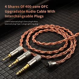 Accessories OFC Upgrade Audio Earphone Cable Metal HIFI Wire 2.5/3.5/4.4mm 2Pin for Qkz Tiandirenhe CVJ 400 Core