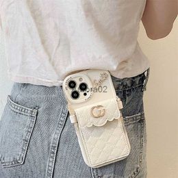 Cell Phone Cases Mobile With Card Bag Wallet Designer Phonecase Crossbody Chain Rhinestone Case Cover Shell For IPhone 14 Pro Max 13P 12 11 XR F3ZA 240219